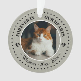Für immer in unseren Herzen Katzenfoto- und Namens Ornament