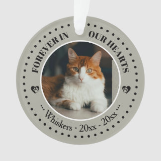 Für immer in unseren Herzen Katzenfoto- und Namens Ornament