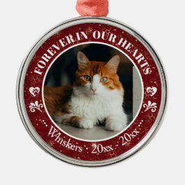 Für immer in unseren Herzen Katzenfoto- und Namens Ornament Aus Metall