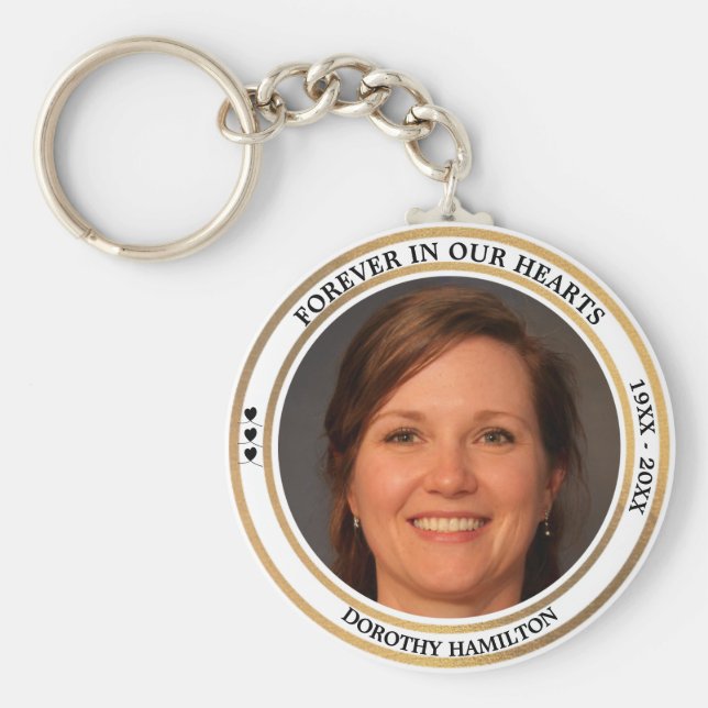 Für immer in unseren Herzen maßgeschneiderte Foto  Schlüsselanhänger (Vorne)