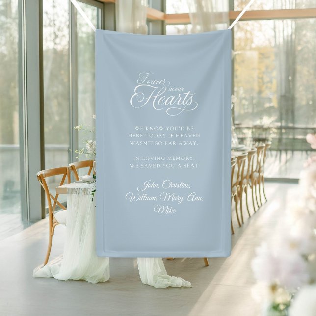 Für immer in unseren Herzen! Moderne kalligraphisc Banner (Forever in our Hearts! Modern Calligraphy Custom Wedding Banner with place for your text & names.)