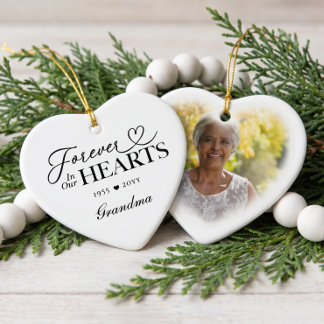 Für immer in unseren Herzen Oma Herz Foto Gedenk Keramik Ornament