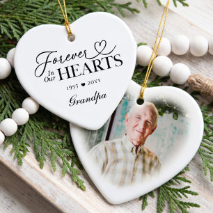 Für immer in unseren Herzen Opa Herz Foto Gedenkst Keramik Ornament