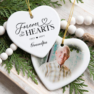 Für immer in unseren Herzen Opa Herz Foto Gedenkst Keramik Ornament