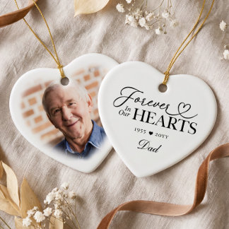 Für immer in unseren Herzen Papa Herz Foto Gedenkb Keramik Ornament