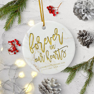 Für immer in unseren Herzen Personalisiertes Foto- Keramik Ornament
