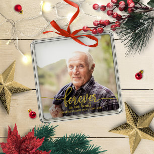 Für immer in unseren Herzen Personalisiertes Foto- Ornament Aus Metall