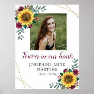 Für immer in unseren Herzen Sonnenblume Burgund Tr Poster