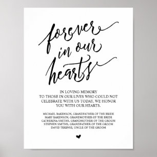 Für immer in unseren Herzen Tischschild Hochzeitsg Poster