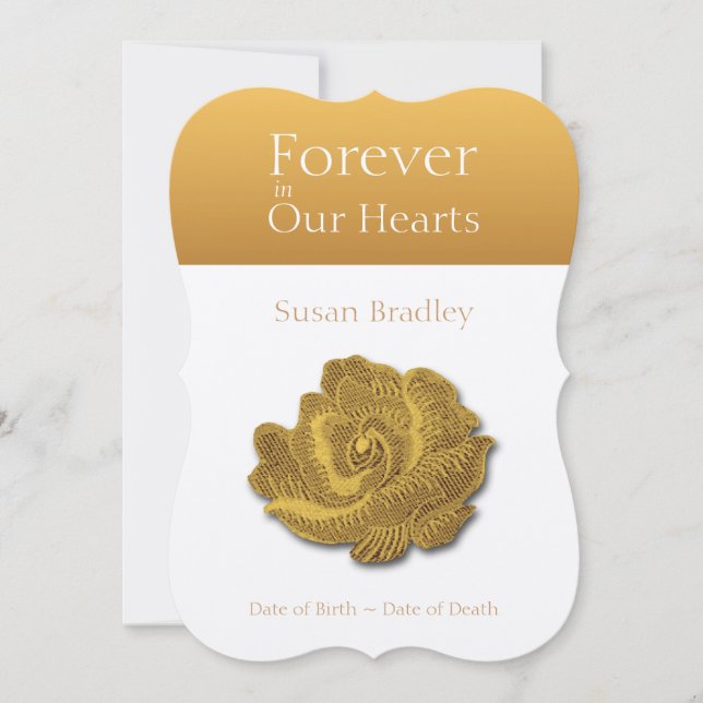 Für immer in unserer Begräbnis- Mitteilung der Einladung (Vorderseite)