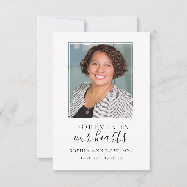 Für immer in unserer Foto-Gedenkkarte (Vorderseite)