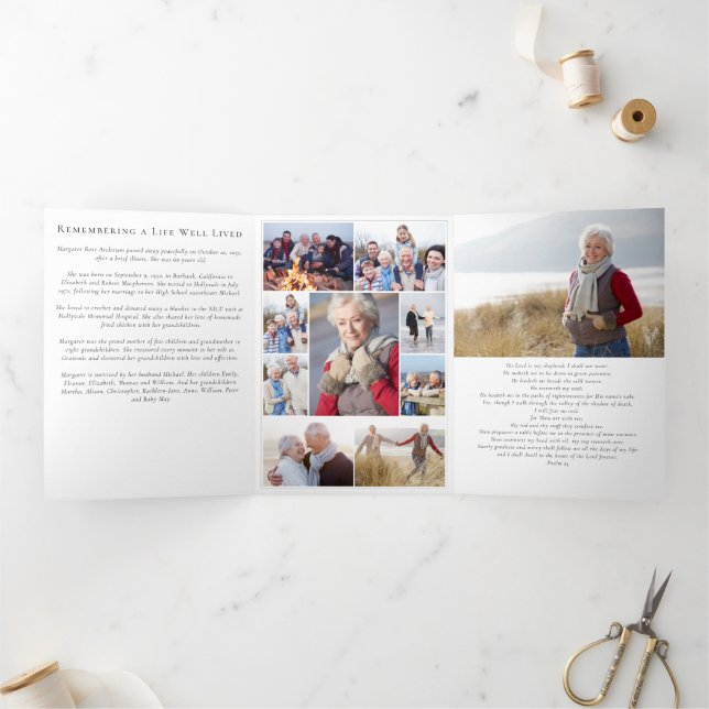 Für immer in unserer Foto-Gedenkkarte Dreifach Gefaltete Ankündigung (Innenseite)