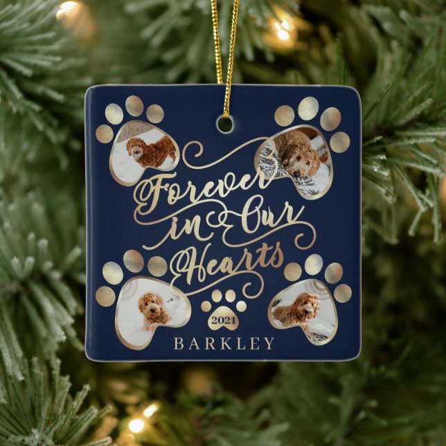 Für immer in unserer Hörpfeife Print Foto Pet Memo Keramikornament (Baum)
