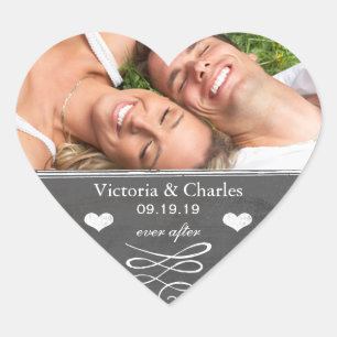 Für immer Kreidetafel Hochzeit Save the Date Siege Herz-Aufkleber