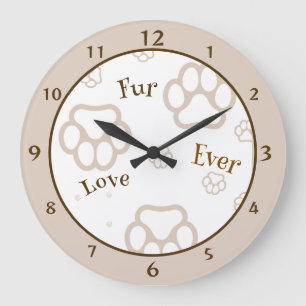 Für Immer Liebe Pfotenabdruck Große Wanduhr