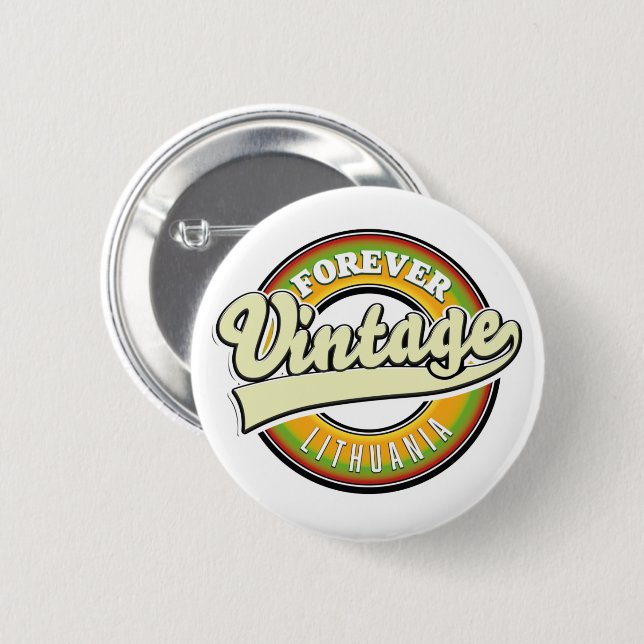 Für immer Litauen Vintages Logo. Button (Vorne & Hinten)