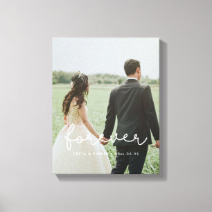 Für immer niedliches whimsical Hochzeitsfest Foto Leinwanddruck