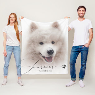 Für immer Personalisiertes Foto des Pfotenabdruc Fleecedecke