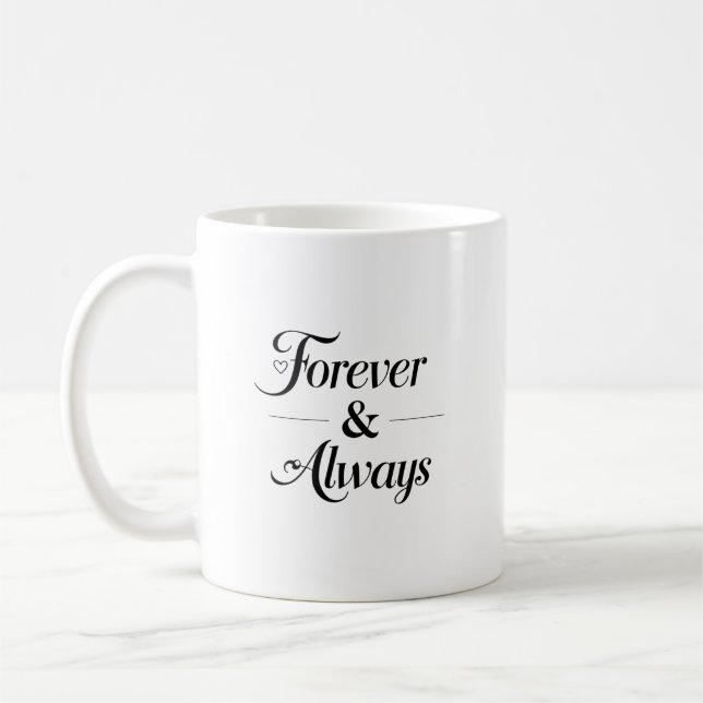 Für immer & Romantisches Minimalistisches Geschenk Kaffeetasse (Links)
