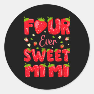 Für immer süße Mimi Strawberry Berry 4. Geburtstag Runder Aufkleber