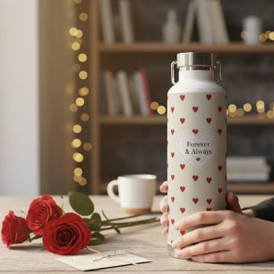 "Für immer und ewig" minimalistisches rotes Herz M Trinkflasche