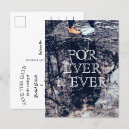 Für immer und immer eine weiße Texthochzeit speich Ankündigungspostkarte