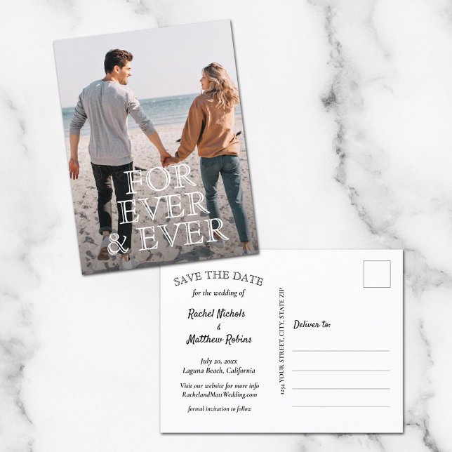 Für immer und immer eine weiße Texthochzeit speich Ankündigungspostkarte (Von Creator hochgeladen)