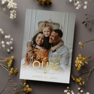 Für immer unser Gold-Herz-Foto Adoption Folieneinladung