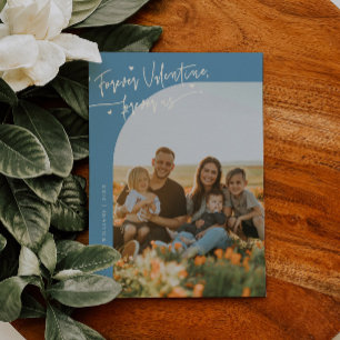 Für immer unser Skript Denim Blau Valentinstag Fot Feiertagskarte