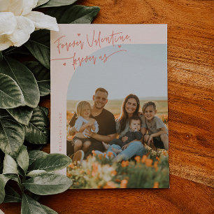 Für immer unser Skript Pfirsich-Valentinstag-Foto Feiertagskarte