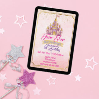 Für immer unsere Prinzessin lila goldene Burg Gebu Einladung