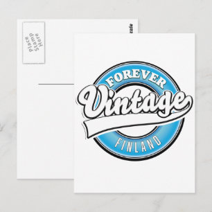 Für immer Vintage Finnland Logo Postkarte