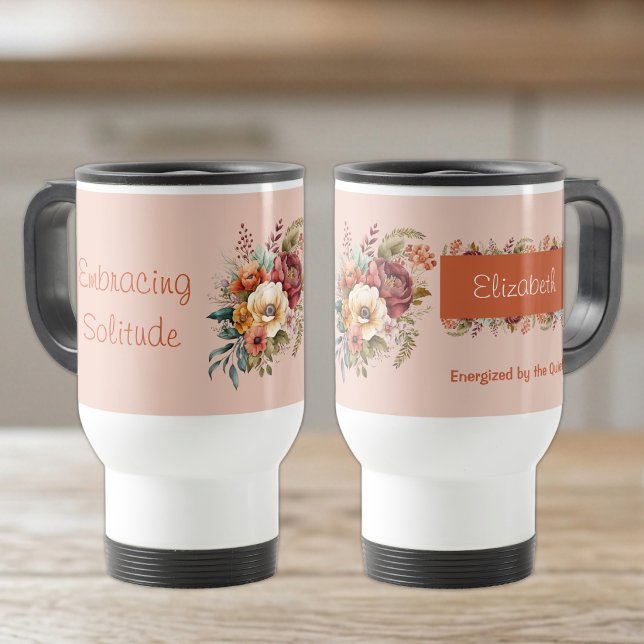 Für Introvertierte Einsamkeit Blumenorange Reisebecher (Von Creator hochgeladen)