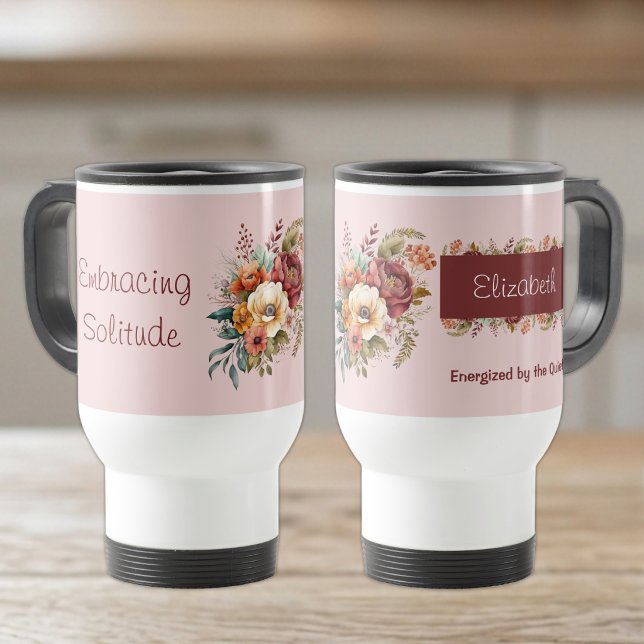 Für Introvertierte Einsamkeit Blumenrosa Reisebecher (Von Creator hochgeladen)