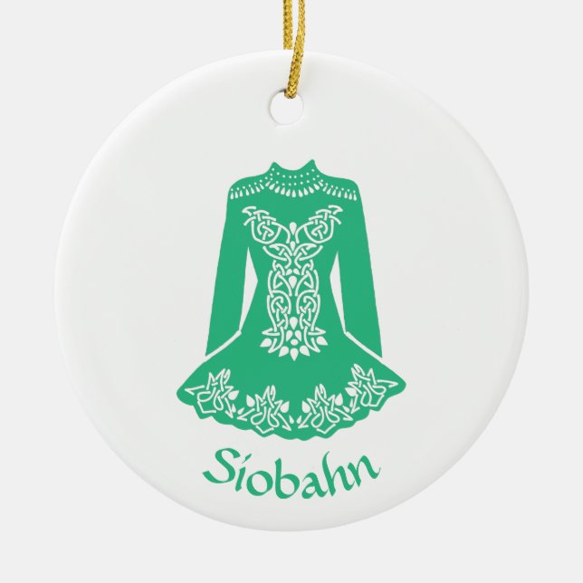 Für Irish Dancers Green Dancing Dress Personalisie Keramik Ornament (Vorne)