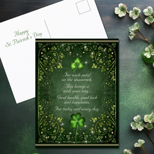 Für jede Petal am St. Patrick's Day im Kleeblatt Postkarte (For Each Petal on the Shamrock St Patrick's Day Postcard)