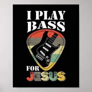 Für Jesus Bass spielen - Vintage Gitarre Poster