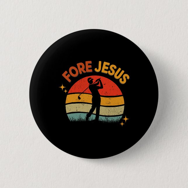 Für Jesus Christliches Golf Retro 70er Religiöses  Button (Vorderseite)