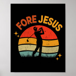 Für Jesus Christliches Golf Retro 70er Religiöses  Poster