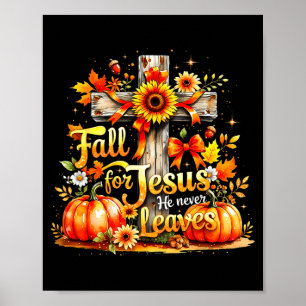 Für Jesus fallen christlicher Kürbis Herbstkreuz Poster