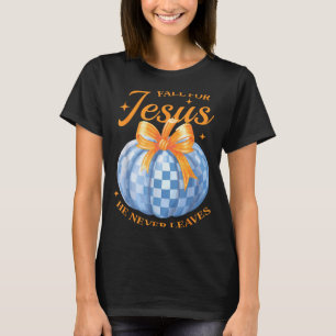 Für Jesus fallen Er verlässt nie Kürbis Halloween T-Shirt