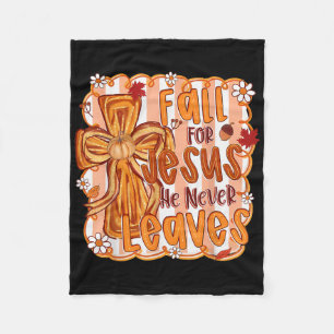 Für Jesus fallen Er verlässt niemals Herbst religi Fleecedecke