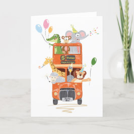 Für Jungen oder Mädchen Süße Tier Party Bus 5. Geb Karte
