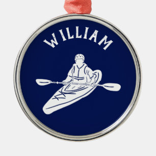 Für Kayakers Personalisiert Navy Blue Kayak Ornament Aus Metall