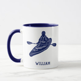 Für Kayakers Personalisiert Navy Blue Kayak Tasse