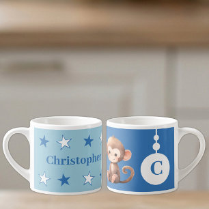 Für Kinder Affe Name blau Espressotasse