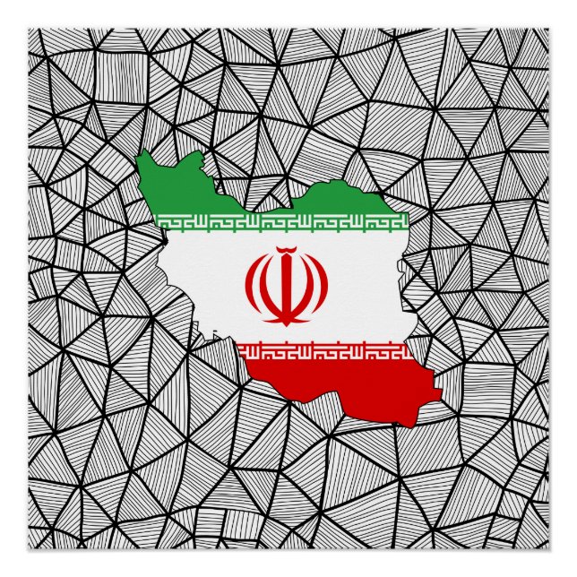 Für Kinder: Creative Iran Flag mit Karte Poster (Vorderseite)