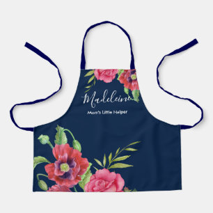 Für Kinder mit modernen rosa Blume auf dunkler Nav Schürze