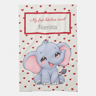 Für Kinder personalisiert, Süßer Elefant, Mein ers Geschirrtuch