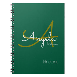 für Koch Rezepte a Modern Mit Monogramm Green Notizblock